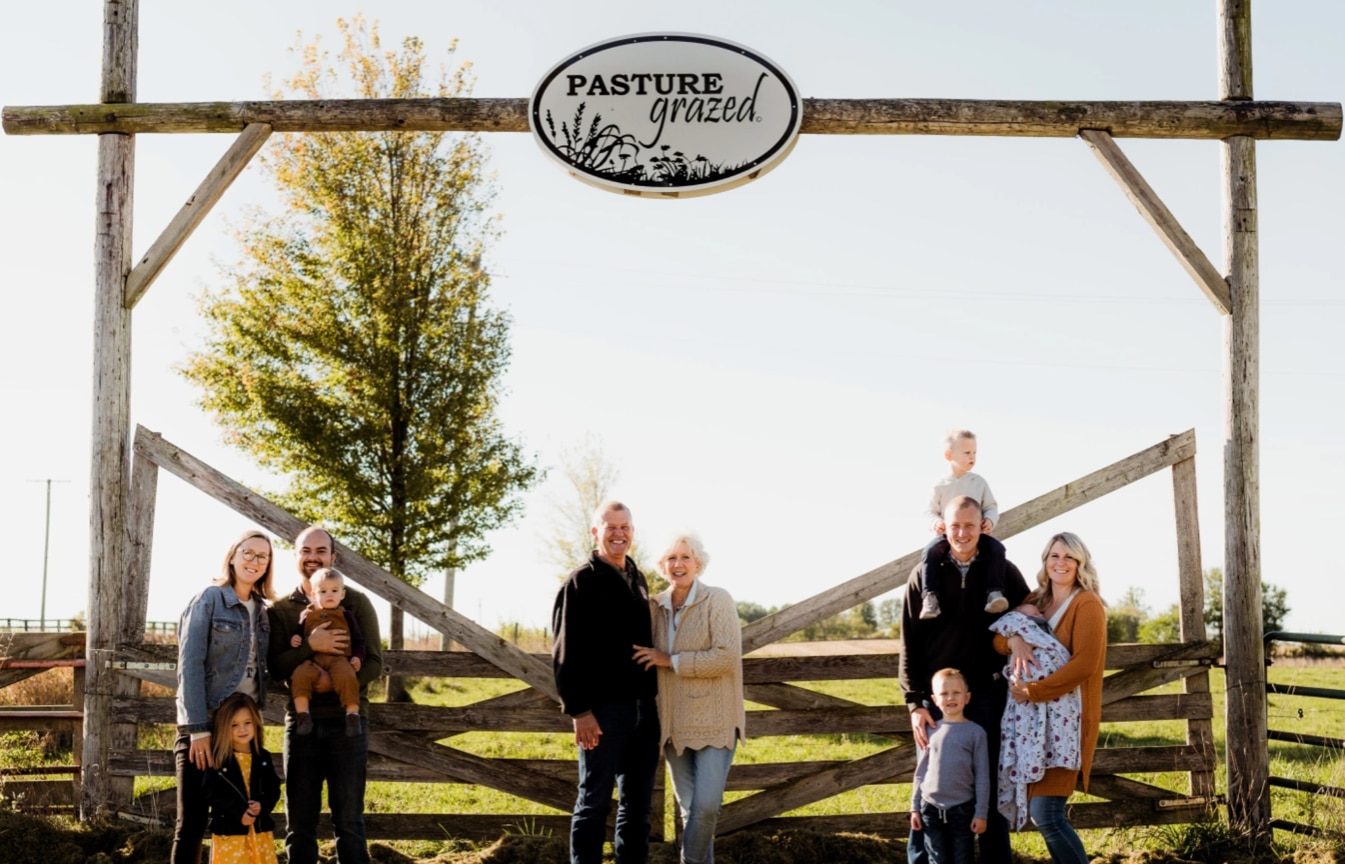 Dan and Hattie Sanderson (center) with their son Trent, his wife Libby and their children Owen, Jack and Lane (at right); and daughter Rosie, her husband Corey and their children Violet and Calvin (at left). 
