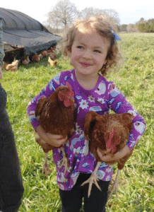 Girl with chickens